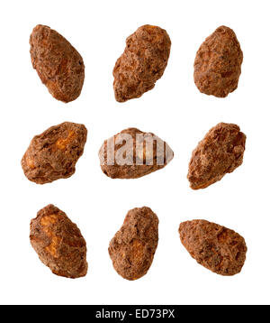 Nine Chocolate Coated Almonds. Stock Photo