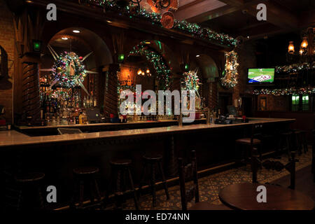 Early morning interior of the bar of Mi Tierra Restaurant at Market Square in San Antonio, Texas. Stock Photo