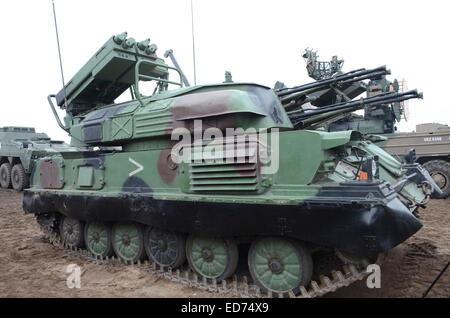 The ZSU-23-4 Shilka of the Polish Armed Forces is a lightly armored, self-propelled anti-aircraft defense system (SPAD). Stock Photo