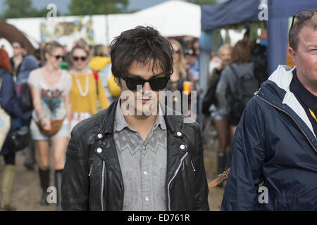 Glastonbury Festival 2014 - Celebrity sightings and atmosphere - Day 2  Featuring: Jamie Cullum Where: London, United Kingdom When: 27 Jun 2014 Stock Photo