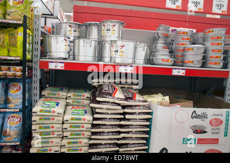 Rice section at Price Rite, a large grocery store in Pittsfield Massachusetts. Stock Photo