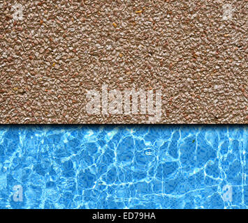 red sand stone pavement with pool background Stock Photo