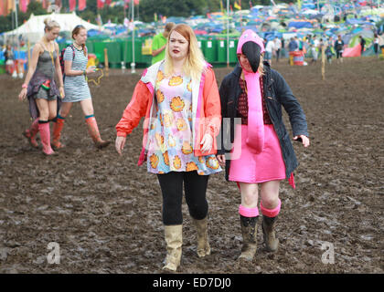 Glastonbury Festival 2014 - Celebrity sightings and atmosphere - Day 3  Featuring: Atmosphere Where: Glastonbury, United Kingdom When: 28 Jun 2014 Stock Photo