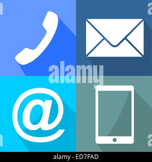 Contact buttons set - email, envelope, phone, mobile icons Stock Photo