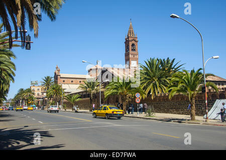 St. Mary's Catholic Cathedral on Harnet Avenue, Asmara, Eritrea Stock Photo