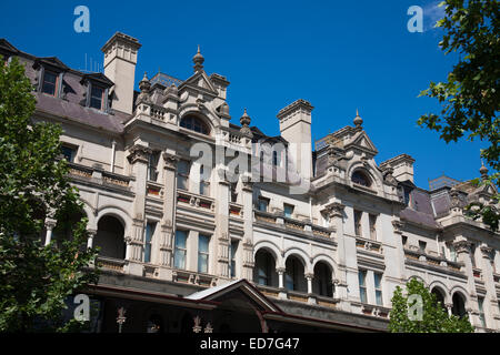 Ornate facades of buildings built during the gold rush era Bendigo Victoria Australia Stock Photo