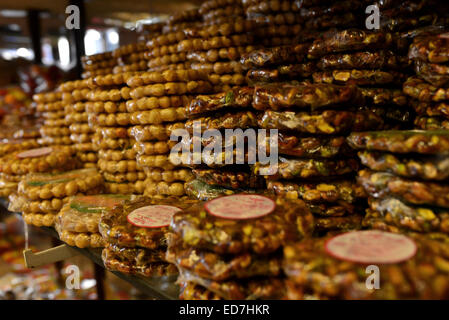 Cairo, Egypt. 29th Dec, 2014. Sweets are displayed at a shop in preparation to celebrate the birthday of prophet Muhammad, also known as ''Mawlid Nabawi'', which will fall next week, in Cairo, December 31, 2014 © Amr Sayed/APA Images/ZUMA Wire/Alamy Live News Stock Photo