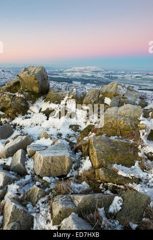 Corndon Hill, seen from the summit of the Stiperstones, Shropshire, England. Stock Photo