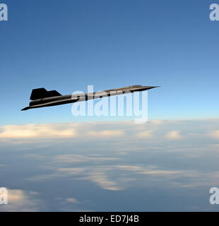 High flying SR-71 Blackbird reconnaissance spy airplane on a mission Stock Photo