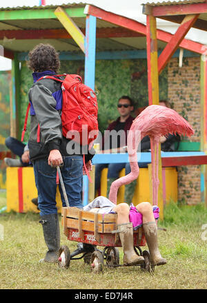 Glastonbury Festival 2014 - Celebrity sightings and atmosphere - Day 3  Featuring: Atmosphere Where: Glastonbury, United Kingdom When: 28 Jun 2014 Stock Photo