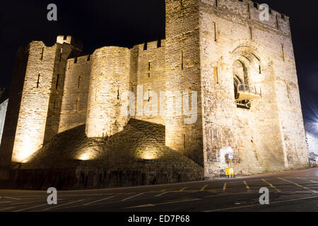 Caernarfon Castle at night Stock Photo