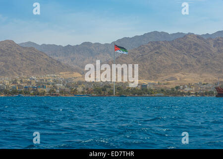 Arab revolution flag in Aqaba, Jordan Stock Photo