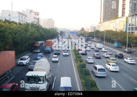 Shenzhen's congested road traffic Stock Photo