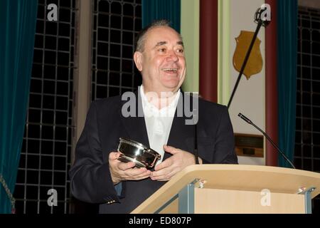 Scottish First Minister Alex Salmond addresses a gathering in the Town House, Inverness a few weeks before leaving his post. Stock Photo