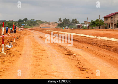 Road construction near Accra, Ghana, Africa Stock Photo