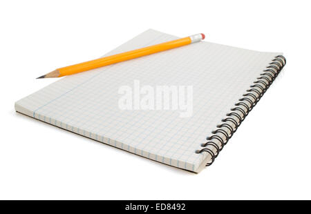 checked notebook isolated on white background Stock Photo