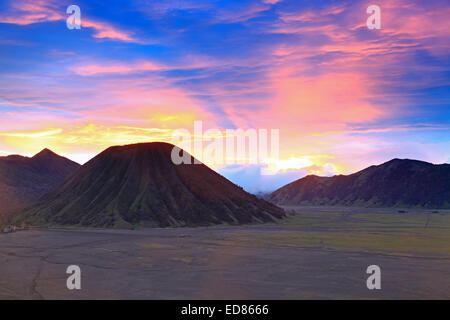 Batok Volcano at Bromo Mountain Region National Park East Java Indonesia at Dusk Stock Photo