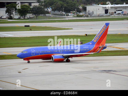 Fort Lauderdale, USA - July 21, 2013: Southwest Airlines Boeing 737 passenger jet departs from Fort Lauderdale, Florida on July Stock Photo