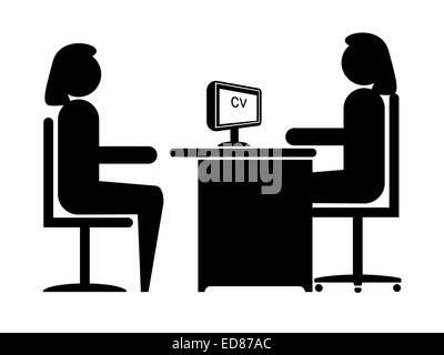 Female to Female Job Interview in Silhouette Stock Photo