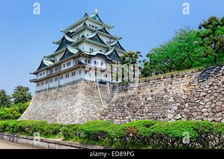 Nagoya castle atop with golden tiger fish head pair called 'King Cha Chi', Japan Stock Photo