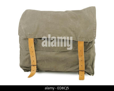 small army combat rucksack isolated on white background, studio shot Stock Photo