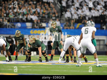 January 01, 2015: Baylor Bears quarterback Bryce Petty #14 in the Goodyear Cotton Bowl Classic NCAA Football game between the Michigan State Spartans and the Baylor Bears at AT&T Stadium in Arlington, TX Stock Photo
