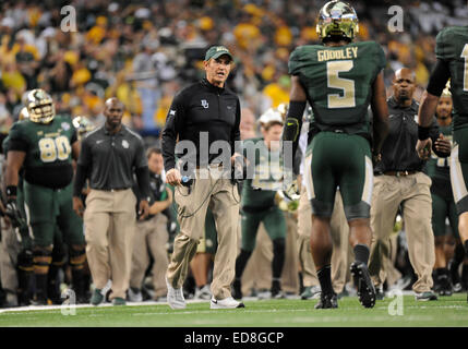 January 01, 2015: Baylor Bears head coach Art Briles in the Goodyear Cotton Bowl Classic NCAA Football game between the Michigan State Spartans and the Baylor Bears at AT&T Stadium in Arlington, TX Stock Photo