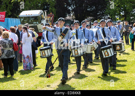 ATC Air Training Corps cadets marching band at the Steam Rally, Abergavenny, Wales, UK Stock Photo