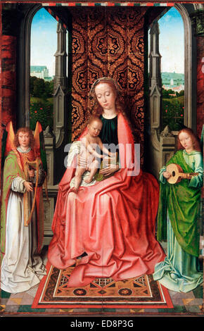 Gerard David, Enthroned Virgin and Child, with Angels. 1490-1495 Oil on panel. Philadelphia Museum of Art, USA. Stock Photo