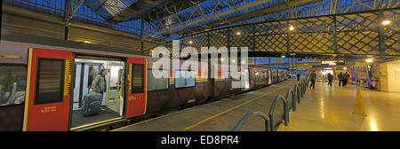 Panorama of Carlisle Citadel, Railway Station at dusk, Cumbria, England, UK Stock Photo