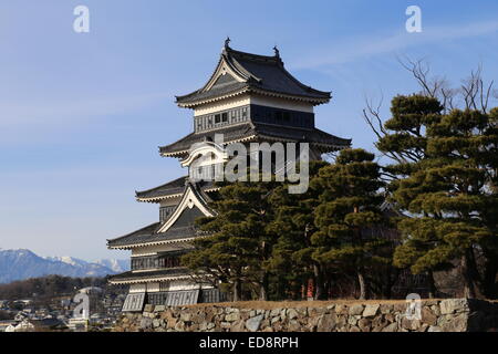 This image of Matusmoto Castle was captured in Matsumoto, Japan during December 2014. Stock Photo