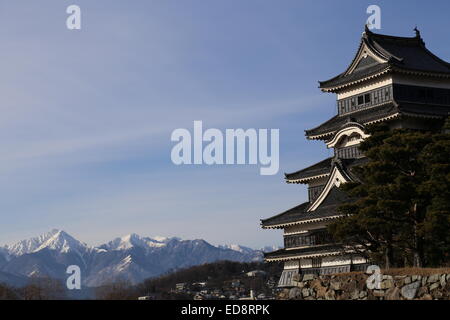 This image of Matusmoto Castle was captured in Matsumoto, Japan during December 2014. Stock Photo