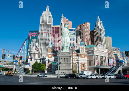 Southern part of Las Vegas Boulevard with Hotel New York New York. Stock Photo