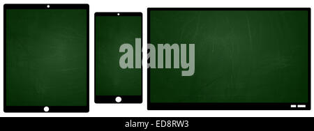 TV smartphone and tablet icons with blackboard texture screen Stock Photo