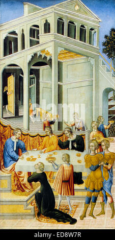 Giovanni di Paolo, Salome Asking Herod for the Head of Saint John the Baptist 1455-1460 Tempera on panel. Stock Photo
