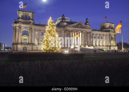 Reichstag with Christmas tree, Berlin, Germany Stock Photo