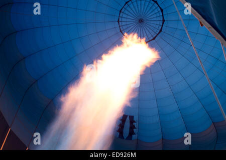 Hot air balloon gas burner and flame Stock Photo