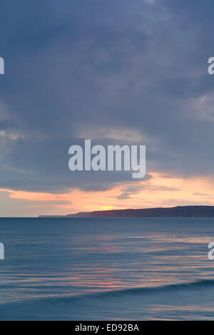Sunrise on the beach at Filey Bay - Yorkshire, England, UK Stock Photo