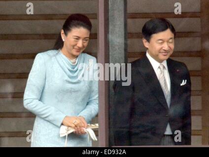 Tokyo, Japan. 2nd Jan, 2015. Crown Princess Masako and Crown Prince Naruhito from the balcony of the Imperial Palace during a New Year's public appearance in Tokyo on Friday, January 2, 2015. © Natsuki Sakai/AFLO/Alamy Live News Stock Photo