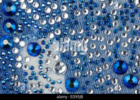 Canvas of Blue rhinestones. Background Long. Stock Photo