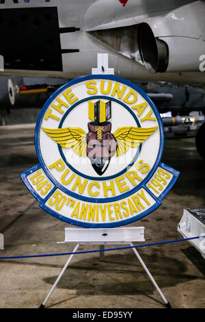 The Sunday Punchers Naval Air Squadron logo insde the aviation museum at the USS Alabama Memorial Park in Mobile Stock Photo