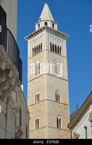 Bell Tower, Cathedral  Church of San Nicola Pellegrino, Trani, Puglia, Italy, Europe. Stock Photo