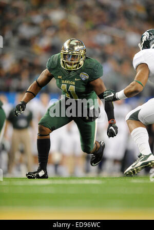 January 01, 2015: Baylor Bears linebacker Taylor Young #11 in the Goodyear Cotton Bowl Classic NCAA Football game between the Michigan State Spartans and the Baylor Bears at AT&T Stadium in Arlington, TX Michigan defeated Baylor 42-41 Stock Photo