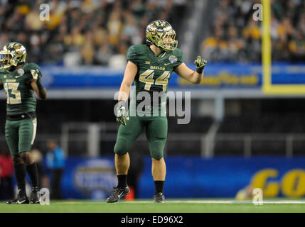January 01, 2015: Baylor Bears linebacker Bryce Hager #44 in the Goodyear Cotton Bowl Classic NCAA Football game between the Michigan State Spartans and the Baylor Bears at AT&T Stadium in Arlington, TX Michigan defeated Baylor 42-41 Stock Photo