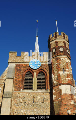 Tower of St Mary's Church, Hitchin, Hertfordshire, England, UK Stock Photo