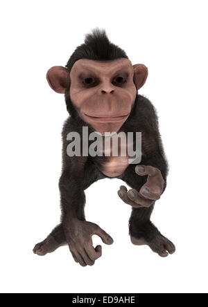 3D digital render of a cute little chimpanzee isolated on white background Stock Photo
