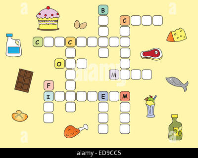 game for children: easy crossword with food Stock Photo