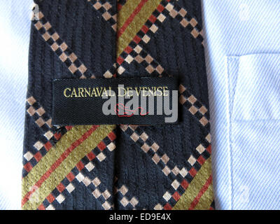 Interesting vintage  Carnaval De Venise tie, male neckware in silk Stock Photo