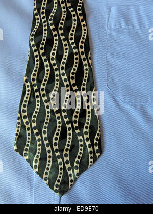 Interesting vintage green Manhatten tie, male neckware in silk Stock Photo