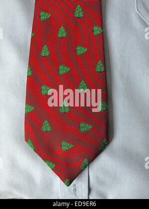 Interesting Xmas vintage tie, male neckware in silk Stock Photo